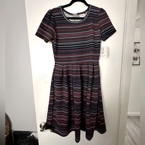 Lularoe Amelia Dress Navy Multi Stripe